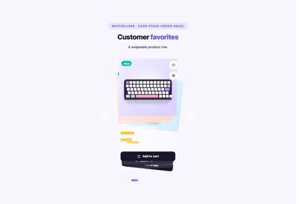 Shop 26 section — Product Carousel · Card stack (swipe deck)