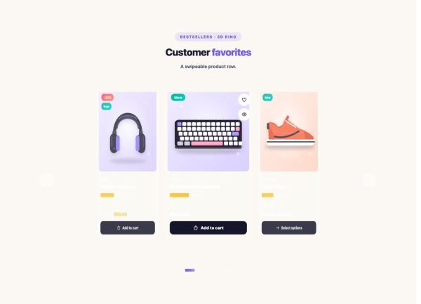 Shop 27 section — Product Carousel · 3D ring