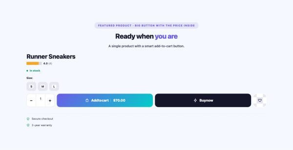 Shop 44 section — Add to Cart Button · Big button with the price inside