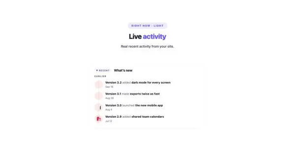 Social 11 section — Recent Activity Feed · Light