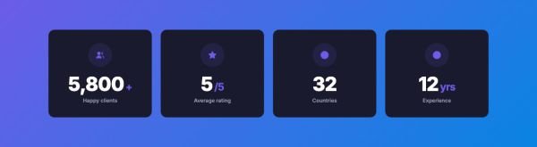 Stats 02 section — Counters · on a dark band