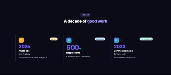 Stats 05 section — Big numbers · dark