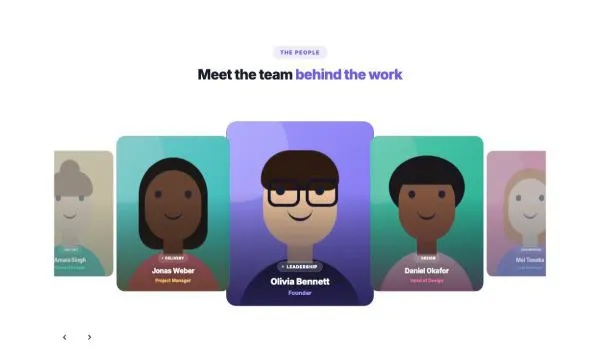 Team 06 section — Team coverflow carousel