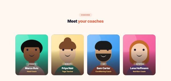 Team 08 section — Personal trainers grid