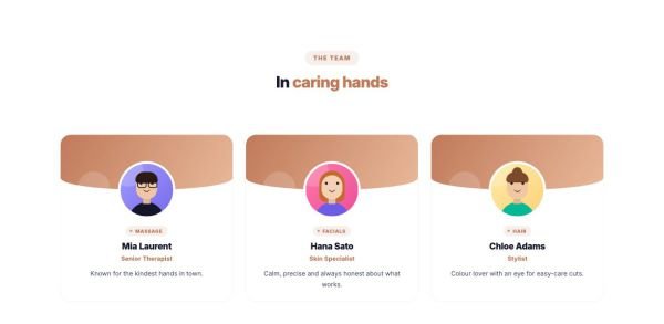 Team 10 section — Therapists · spotlight