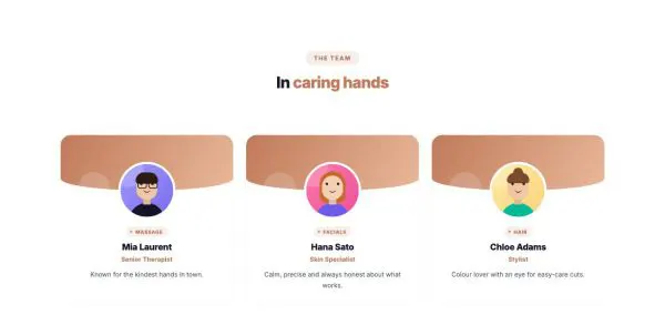 Team 10 section — Therapists · spotlight