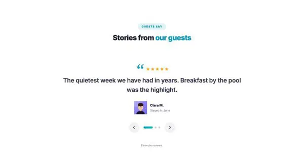 Testimonials 08 section — Guest reviews slider
