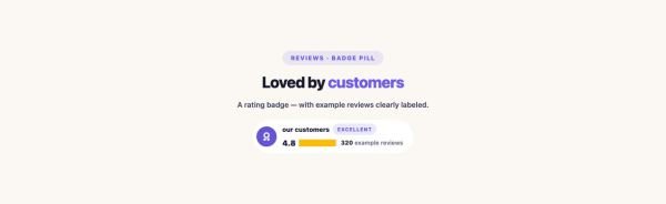 Testimonials 11 section — Review Badge · Badge pill