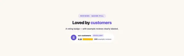 Testimonials 11 section — Review Badge · Badge pill