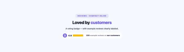 Testimonials 13 section — Review Badge · Compact inline