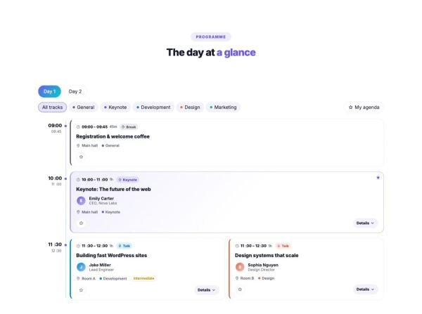 Timeline 03 section — Event program