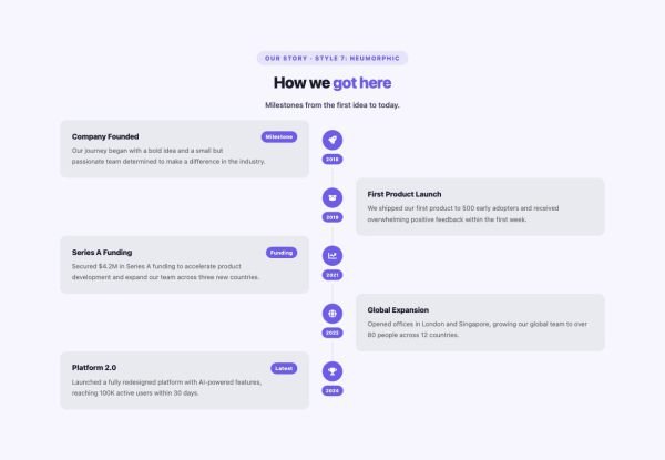 Timeline 09 section — Timeline Vertical · Style 7: Neumorphic