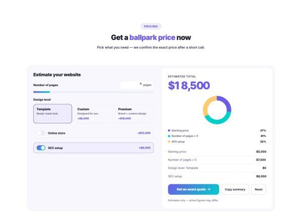 Tools 03 section — Project price estimator
