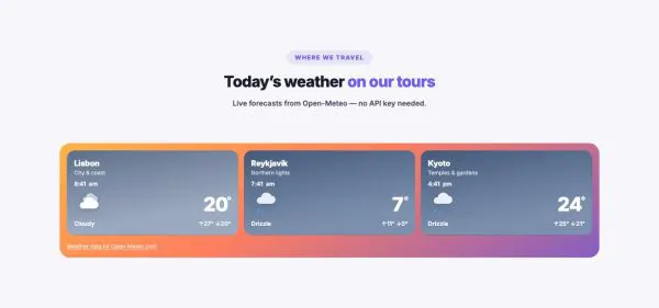 Tools 05 section — Weather at your destinations