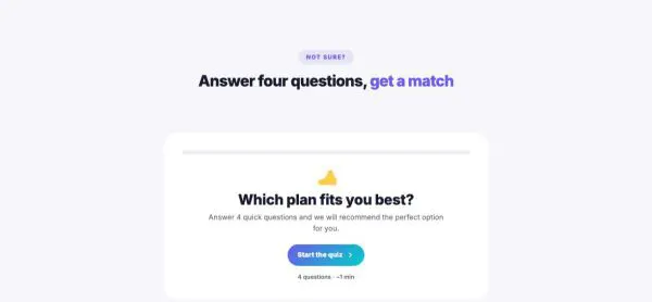 Tools 09 section — Quiz · find the right plan