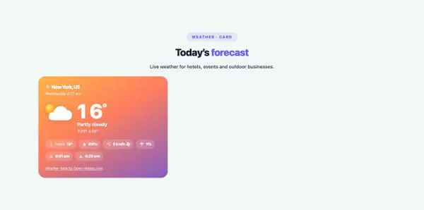 Tools 11 section — Weather Widget · Card