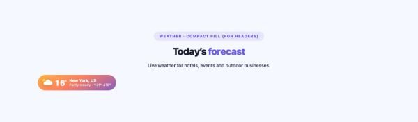 Tools 12 section — Weather Widget · Compact Pill (for headers)