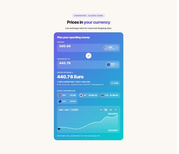 Tools 15 section — Currency Converter · Classic card