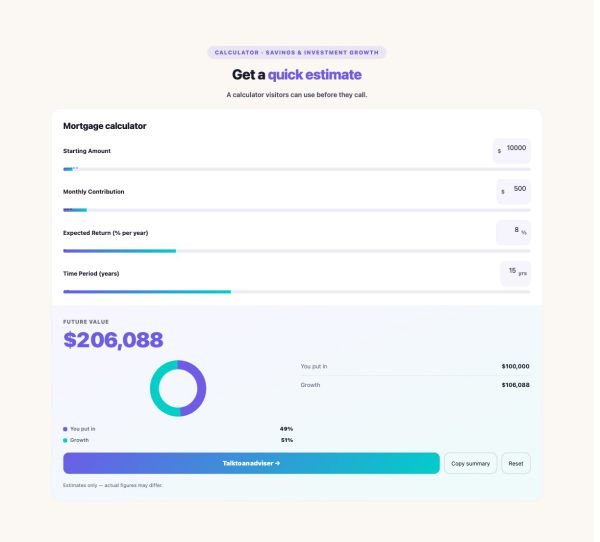 Tools 20 section — Calculator Builder · Savings & investment growth