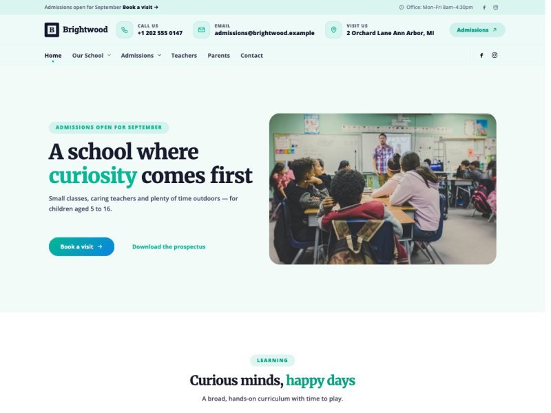 Brightwood Academy — School demo