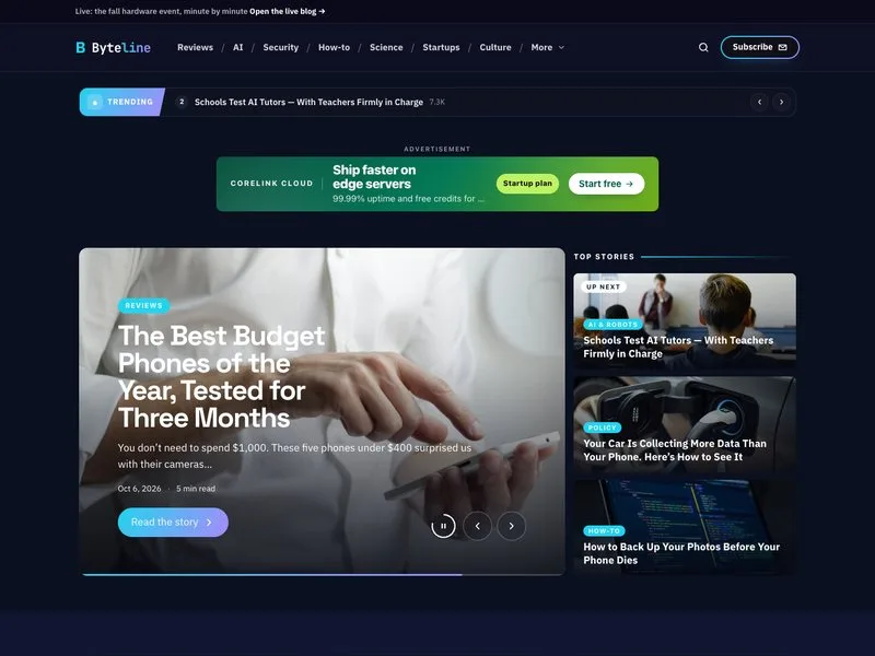 Byteline — Tech News demo website