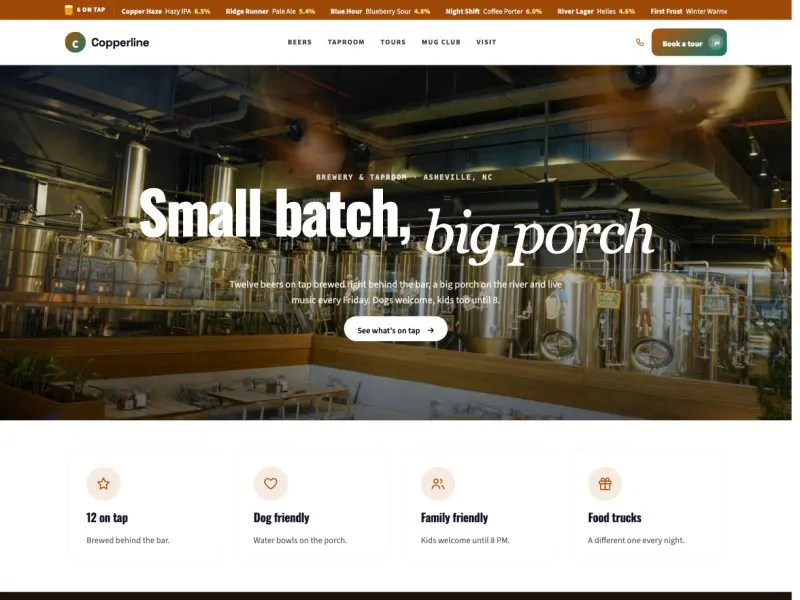 Copperline Brewing Co. —  demo website