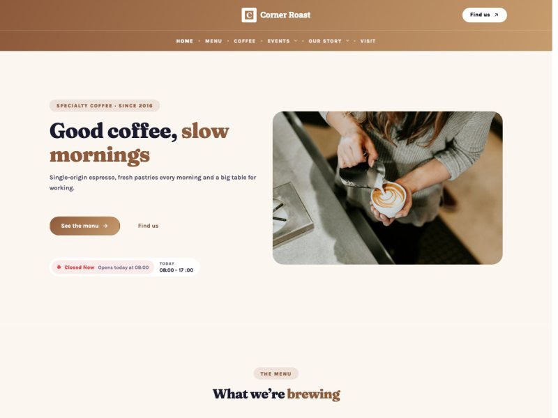 Corner Roast — Café demo