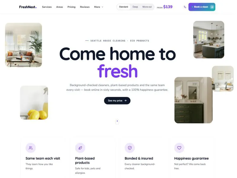 FreshNest Cleaning —  demo website