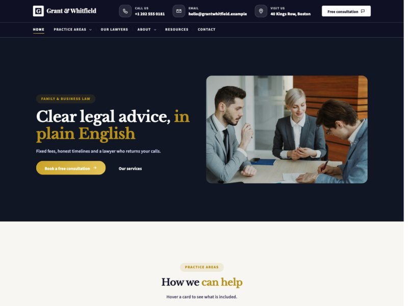 Grant & Whitfield — Law Firm demo