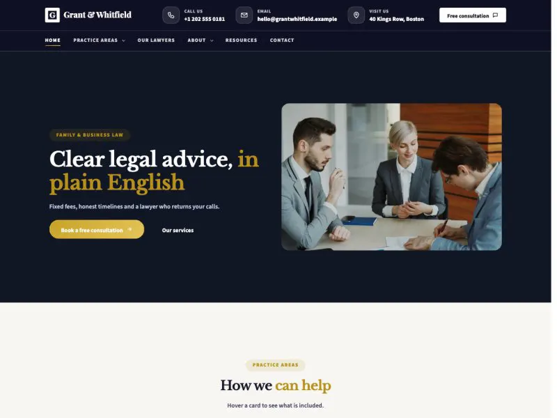 Grant & Whitfield — Law Firm demo website