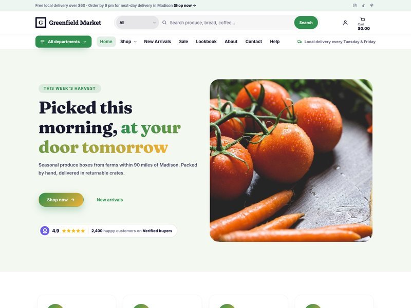 Greenfield Market — Organic Grocery demo