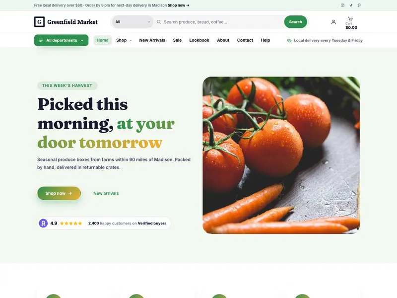 Greenfield Market — Organic Grocery demo website