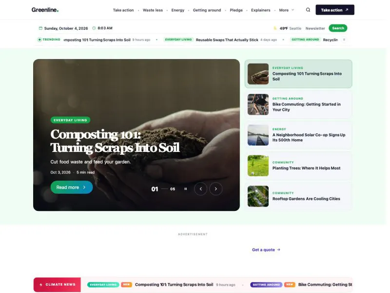 Greenline — Climate & Sustainable Living demo website