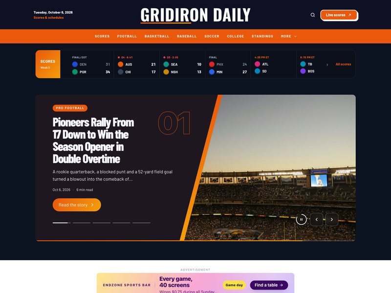 Gridiron Daily — Sports News demo