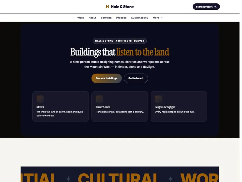 Hale & Stone — Architecture Studio Portfolio demo website