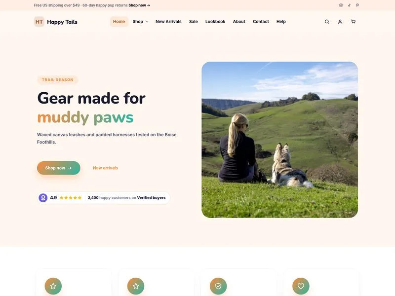 Happy Tails — Pet Supply demo website
