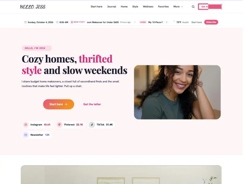 Hello, Jess — Lifestyle Blog demo website