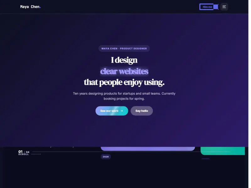 Maya Chen — Designer Portfolio demo website