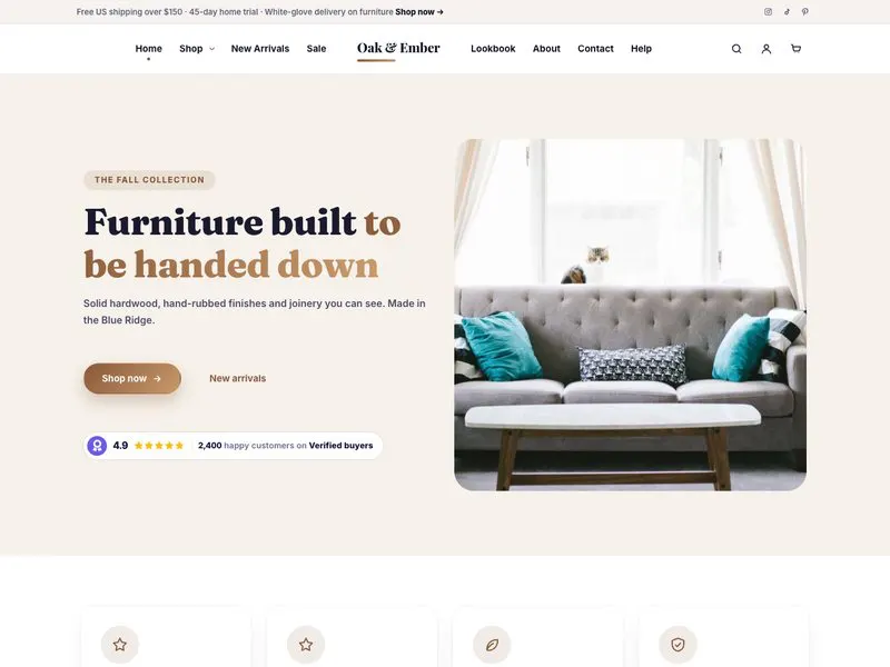 Oak & Ember — Furniture & Home Decor demo website