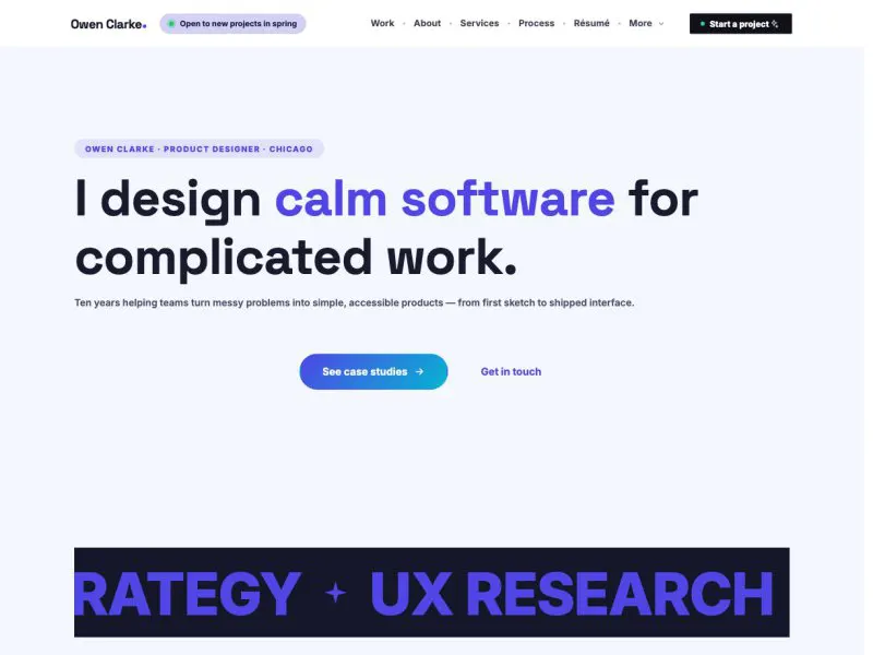 Owen Clarke — Product Designer Portfolio demo website