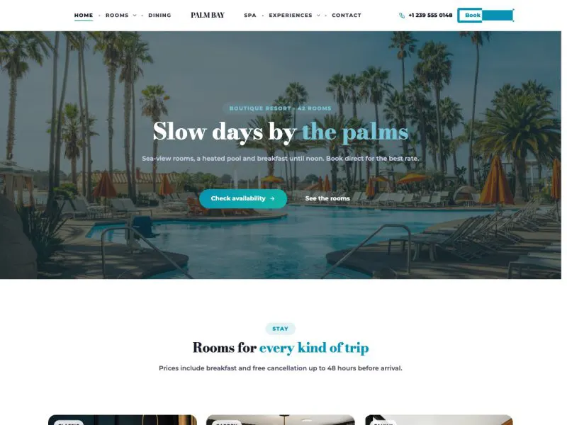 Palm Bay — Boutique Resort demo website