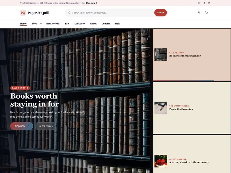 Paper & Quill — Bookshop & Stationery demo website