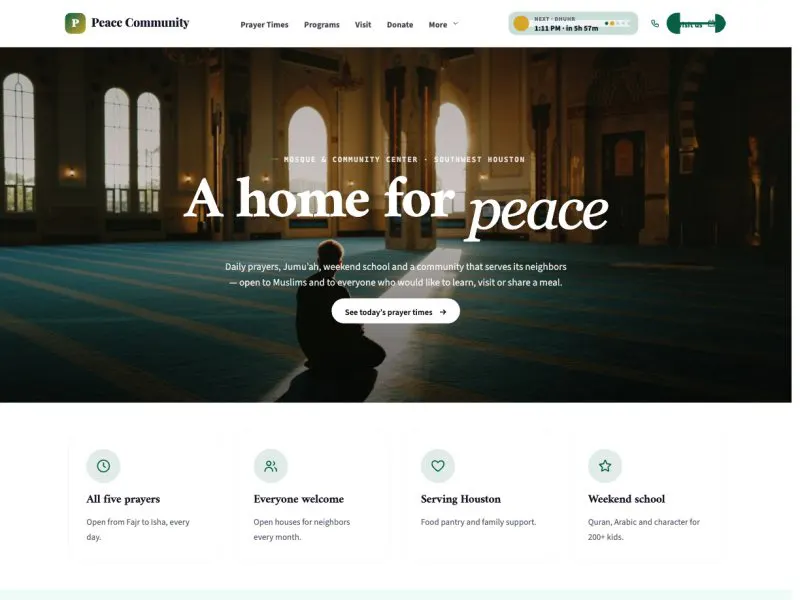 Peace Community Mosque —  demo website