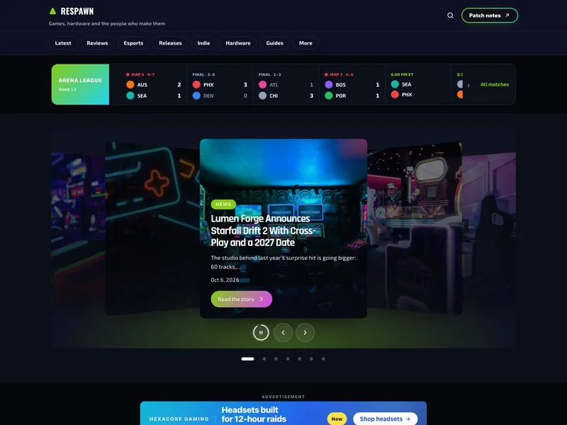 Respawn — Gaming News & Esports demo website