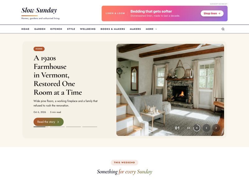 Slow Sunday — Lifestyle Magazine demo