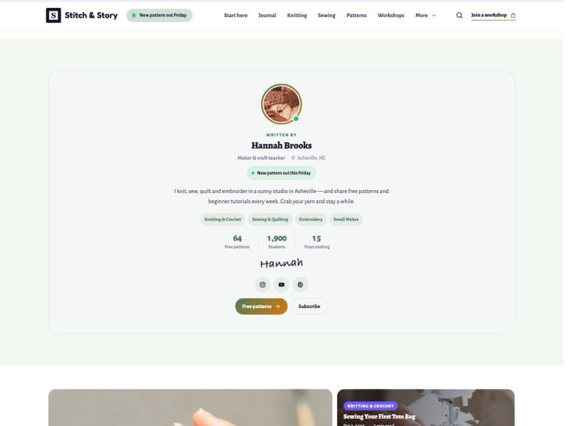 Stitch & Story — Craft & Maker Blog demo