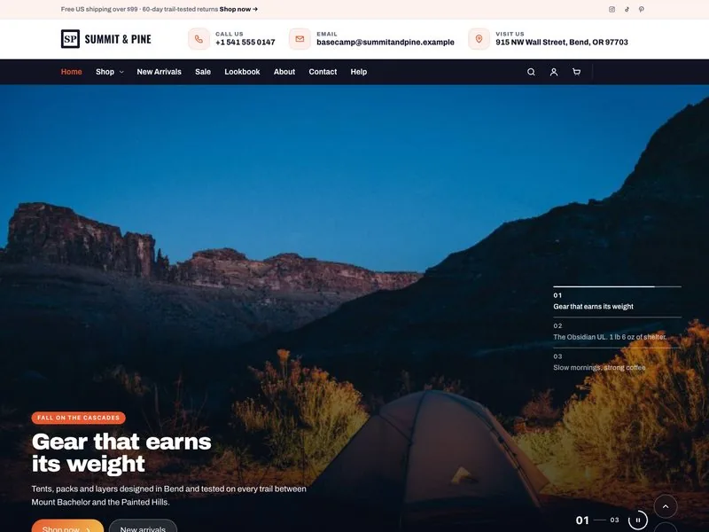 Summit & Pine — Outdoor & Camping Gear demo website