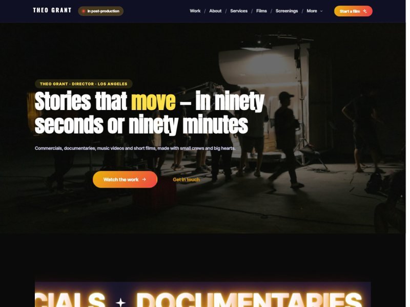 Theo Grant — Filmmaker Portfolio demo