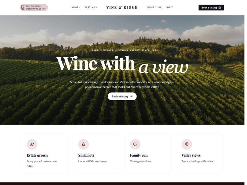 Vine & Ridge Winery —  demo